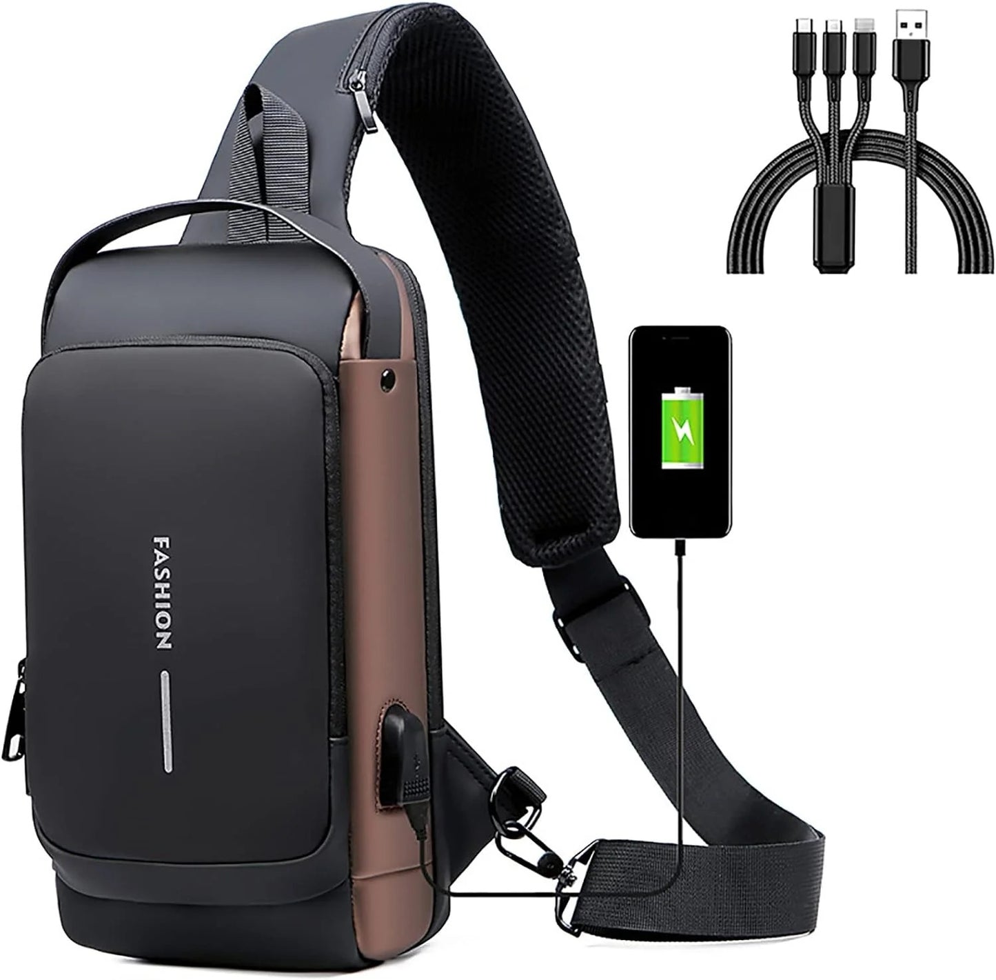 Bolso Bandolera Antirrobo para Hombre | Cuero PU Impermeable con Puerto USB