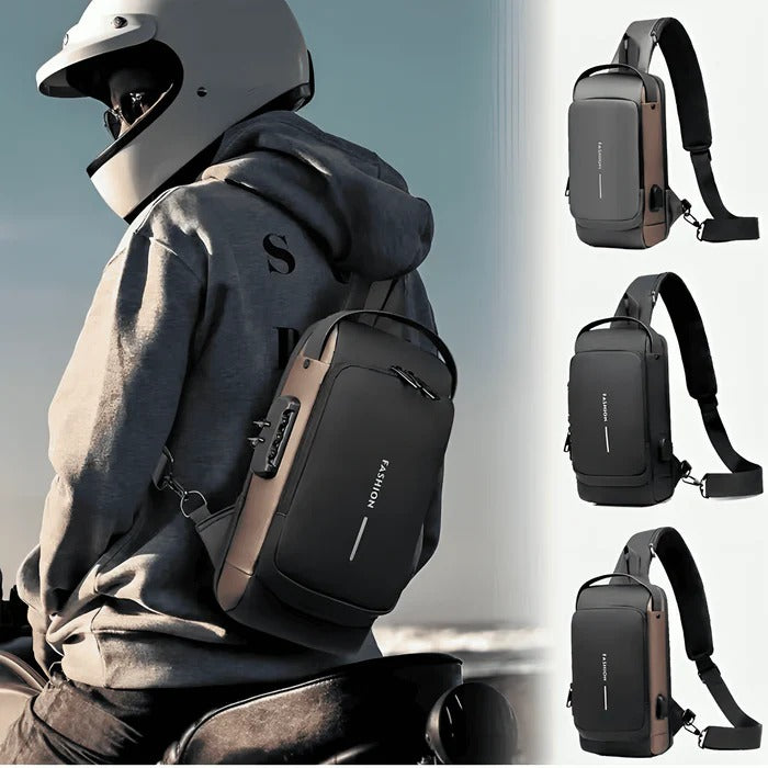 Bolso Bandolera Antirrobo para Hombre | Cuero PU Impermeable con Puerto USB